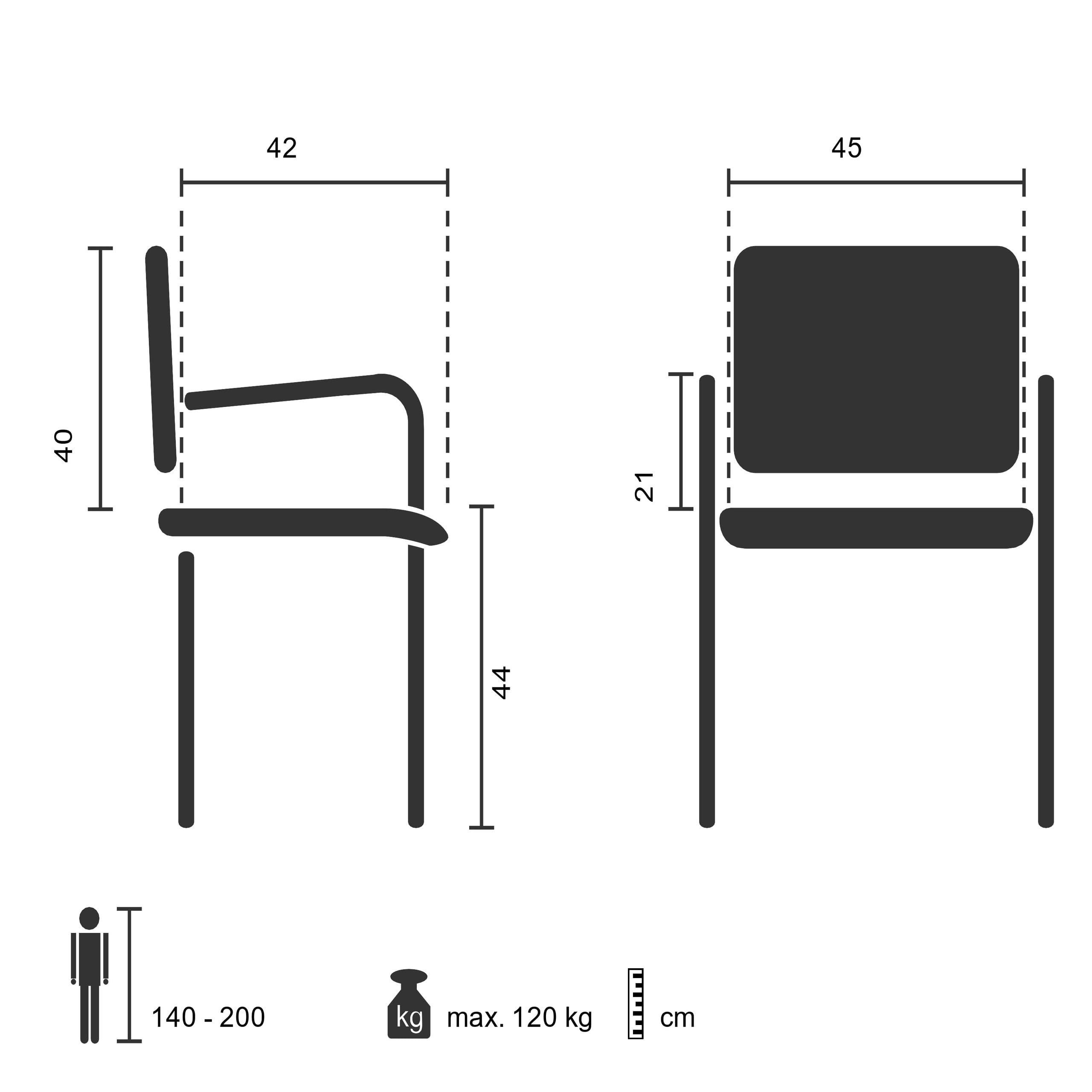 hjh OFFICE 704330 XT 700 Chaise de conférence empilable à quatre pieds rembourrée avec accoudoirs Noir