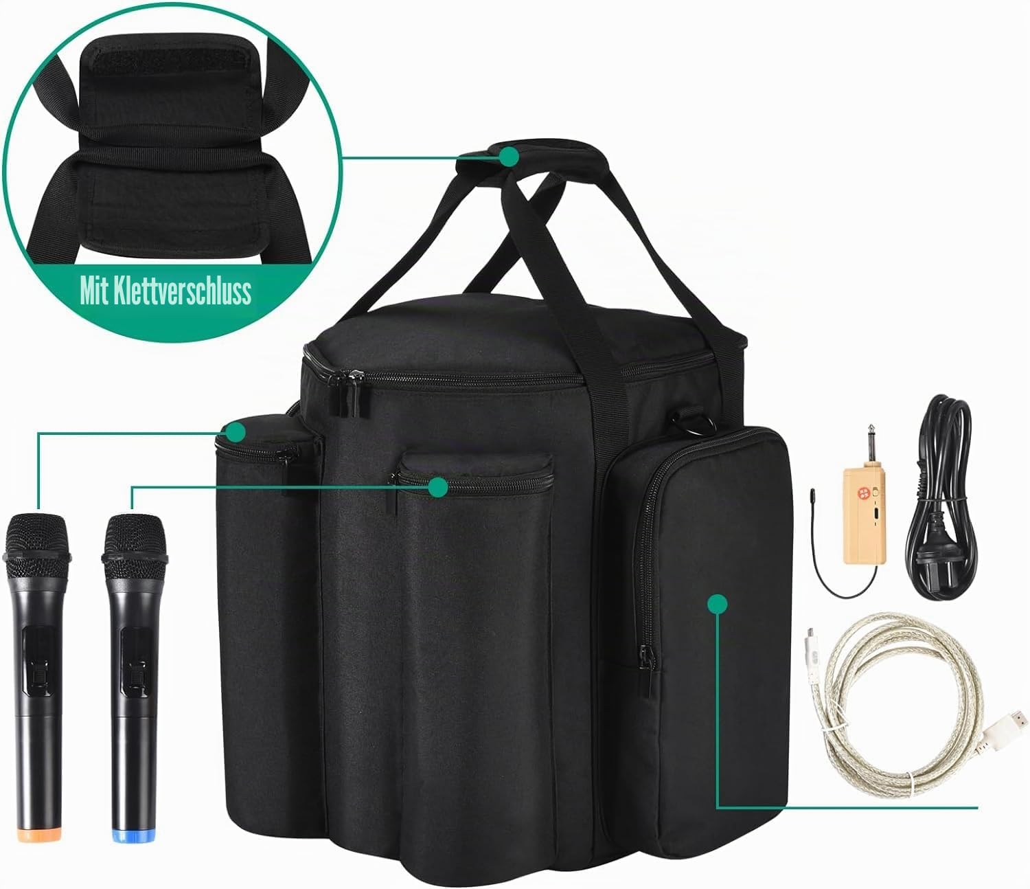 Tasche kompatibel mit Bose S1 Pro+,Tragetasche,Reisetasche Bluetooth-Lautsprecherabdeckung kompatibel mit Bose S1 Pro mit Schultergurt,zusätzlichen Taschen für Mikrofon,Ladegerät,Zubehör,Schwarz