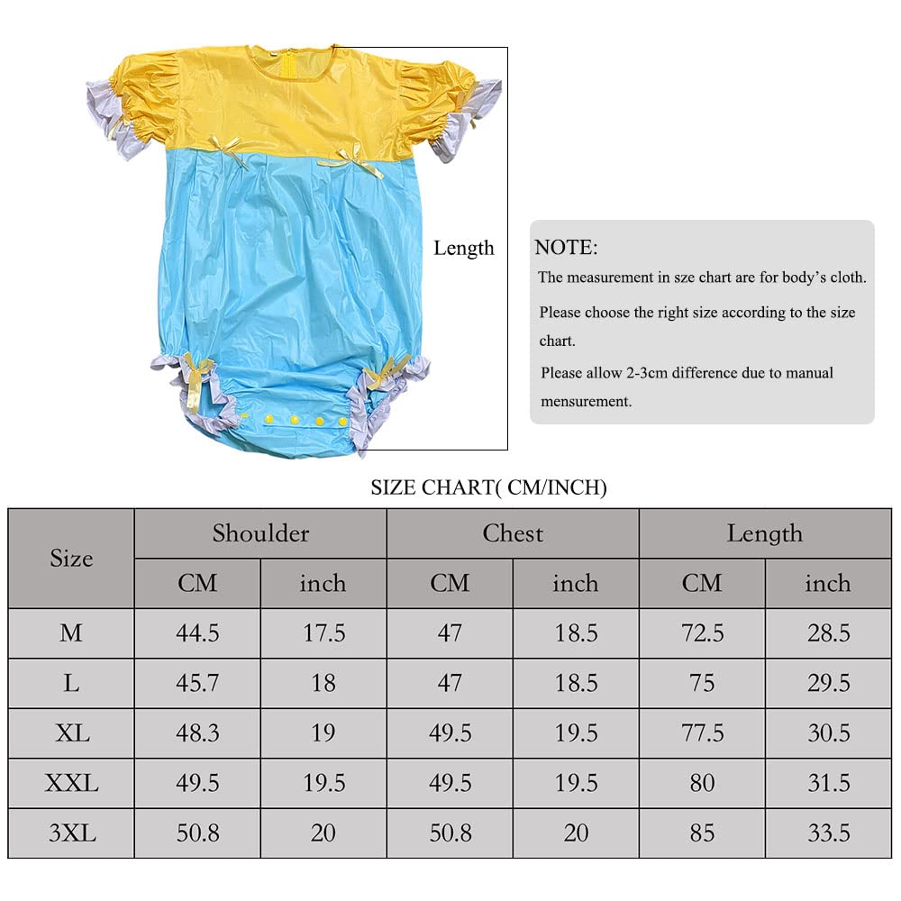 Dwukolorowy patchworkowy uroczy krótki rękaw TPU ABDL Onesie Pieluchy dla niemowląt Miłośnik (ABDL) guzik Krocze Romper Body Plastikowe Onesie