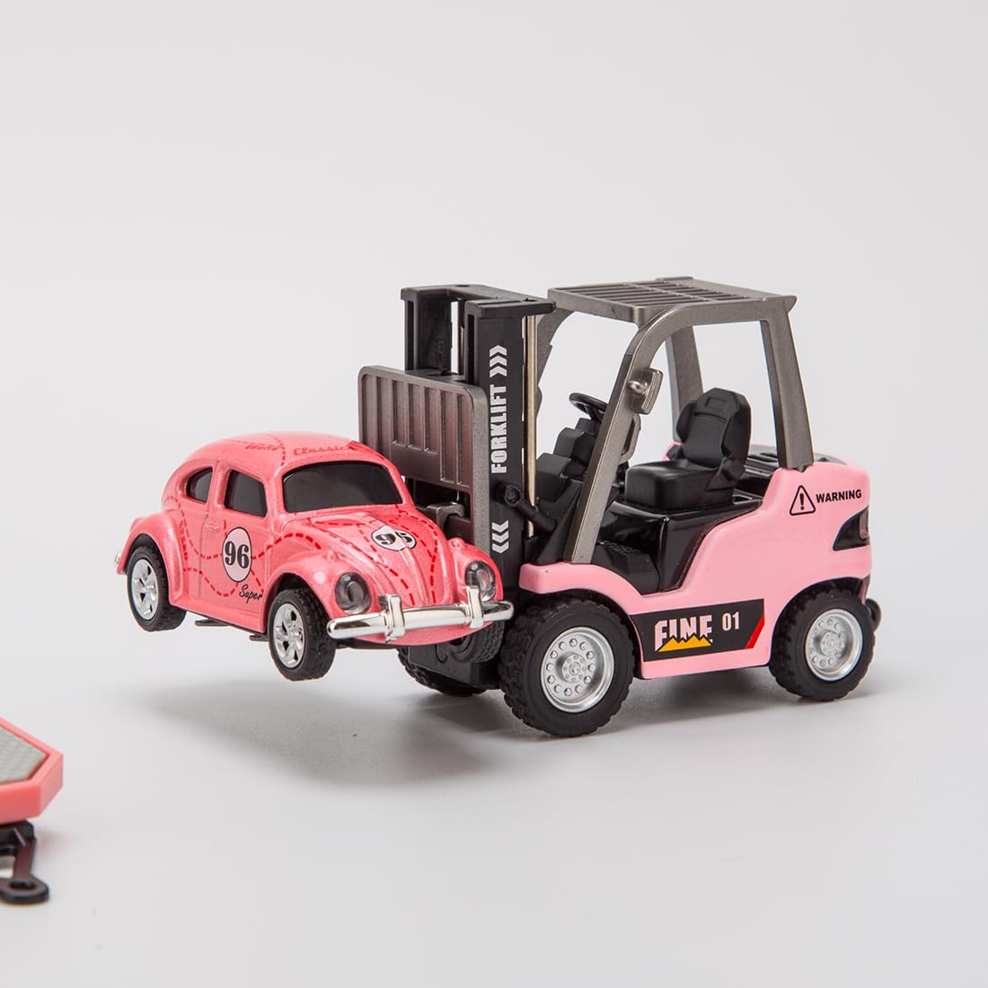 Carrello elevatore in scala 1/64 telecomandato, 2,4 G Mini carrello elevatore, gancio di carico funzionante e forchette, accessori per pallet, modello da collezione per adulti
