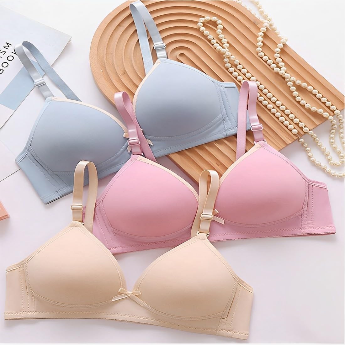 Teen Girls Training Bra Cotton Padded Adjustable Breathable Sports Bras 6 Pack - Image 2