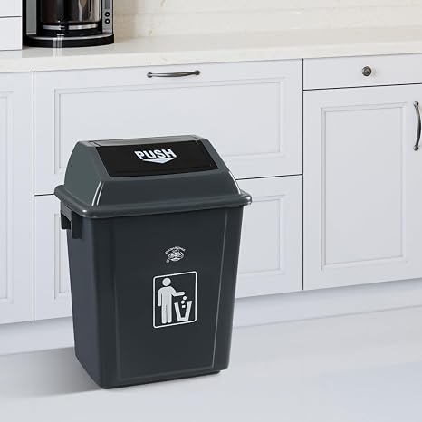 Anbers 6 Gallon Trash Can with Swing Lid, 4 Packs Plastic Garbage Cans, Grey