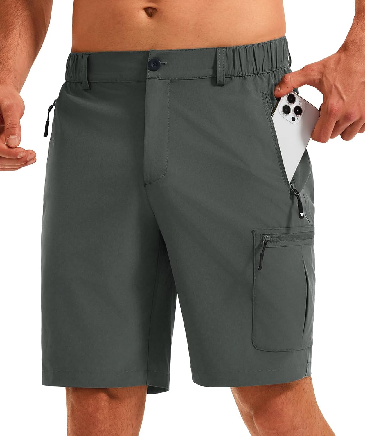 TBMPOY Mens 9 Inch Hiking Cargo Shorts Quick Dry Lightweight Athletic Work Outdoor Sports Short 4 Zip Pockets