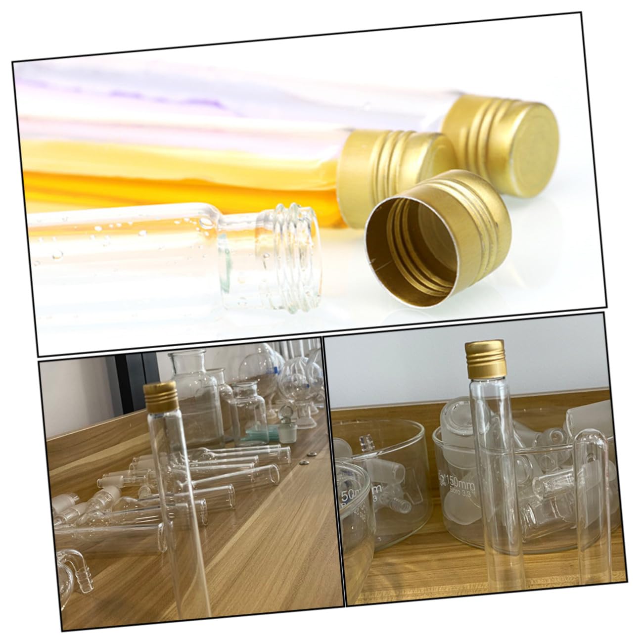 Provetta in Vetro Borosilicato 18x150 Mm con Tappo a Vite 20 Pezzi | Fondo Arrotondato, Parete Liscia con Scala Graduata, Resistentegli Agenti Chimici e Tenuta per Campioni