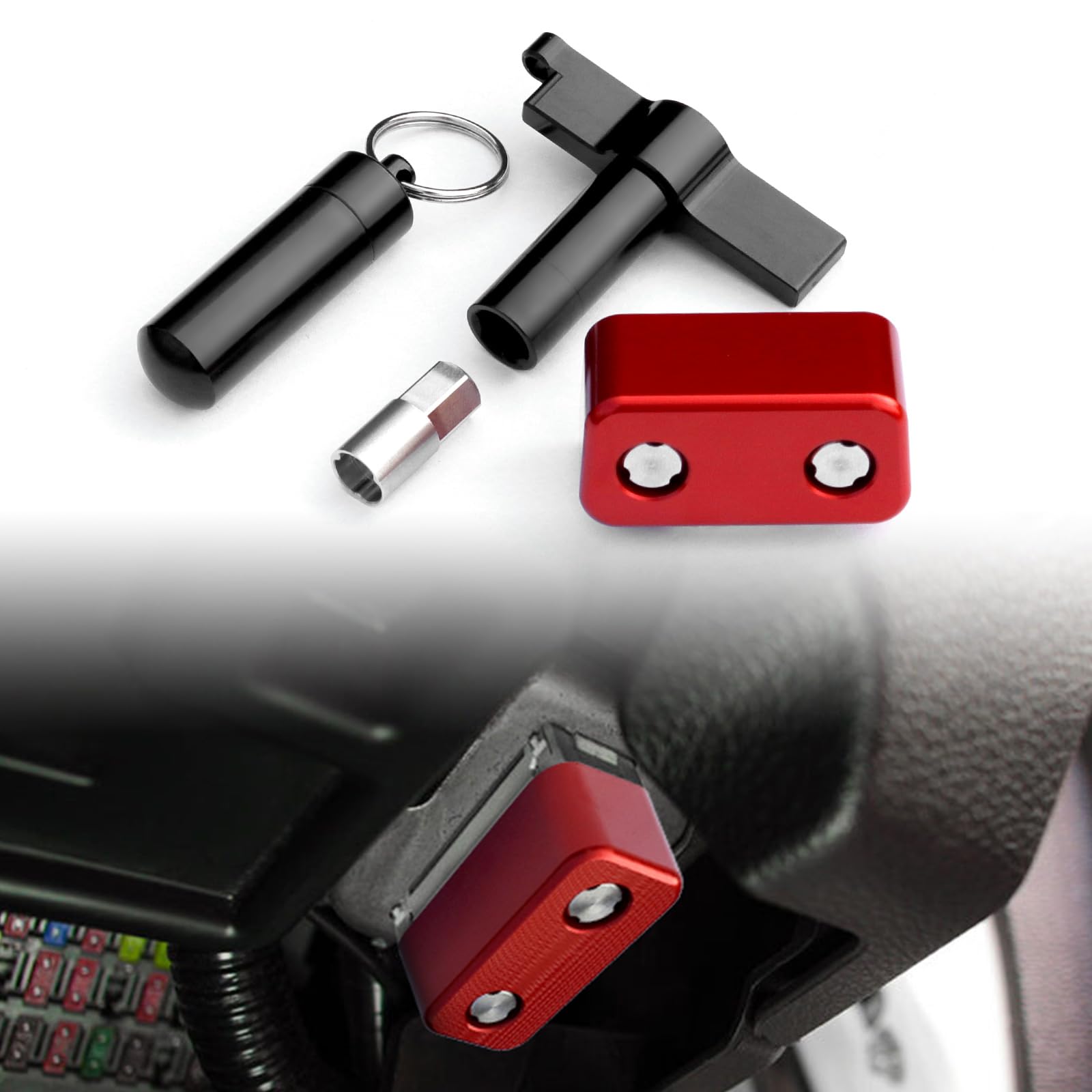OBD 2 Port Anti Theft Locking Tool, OBD Aluminum Diagnostic Connector Protector for Cars/Trucks (Red)