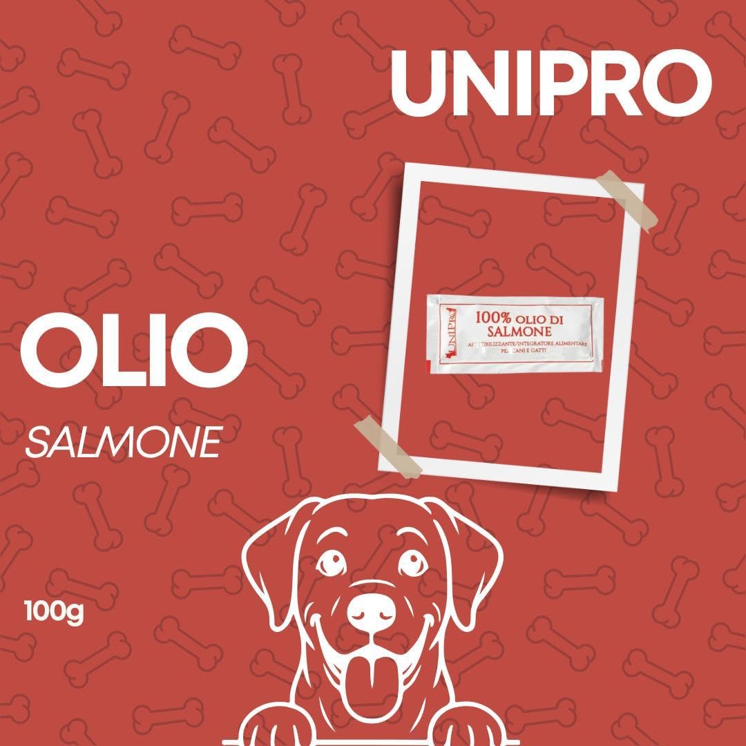 Olio Di Salmone Appetizzante per Cani e Gatti, alimento per cani e gatti adulti e cuccioli di tutte le razze con poco appetito | 10 bustine da 10ml l’una.
