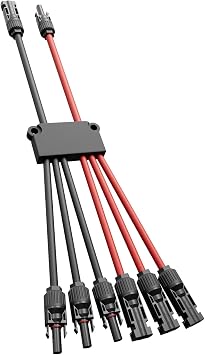 Solar connectors Tool-Free Solar Cable connectors Solar Connector for 3 Solar Panels Water Proof Solar Panel connectors 2 to 6 Y-Branch Parallel Adapter Solar Cable Extension2Y6,1PCS