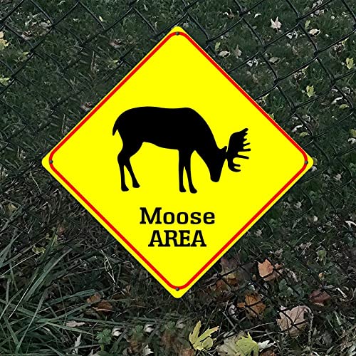 Plaque en métal anticorrosion Moose Crossing Zone pour décor extérieur durable 38cm - 5