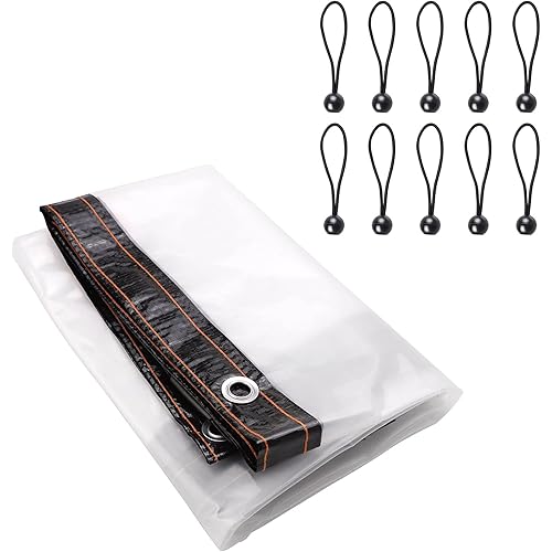 HXRZZG Clear Tarps, 6.5x8.2ft Transparent Waterproof Tarpaulin Heavy Duty Tarp Garden Rainproof Clear Poly Tarp Plant Cover with Grommets and Rope for Covering Garden Plant Camping Supplies