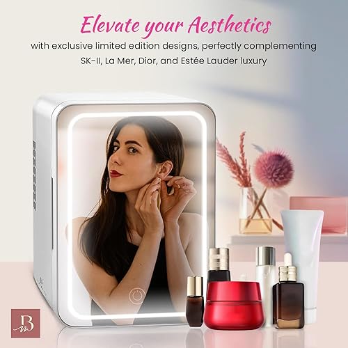 Miniatura 4 de BEAUTY ME Mini refrigerador de belleza con espejo, mini refrigerador de 4 litros, enfriador y calentador, mini refrigerador para cuidado de la piel