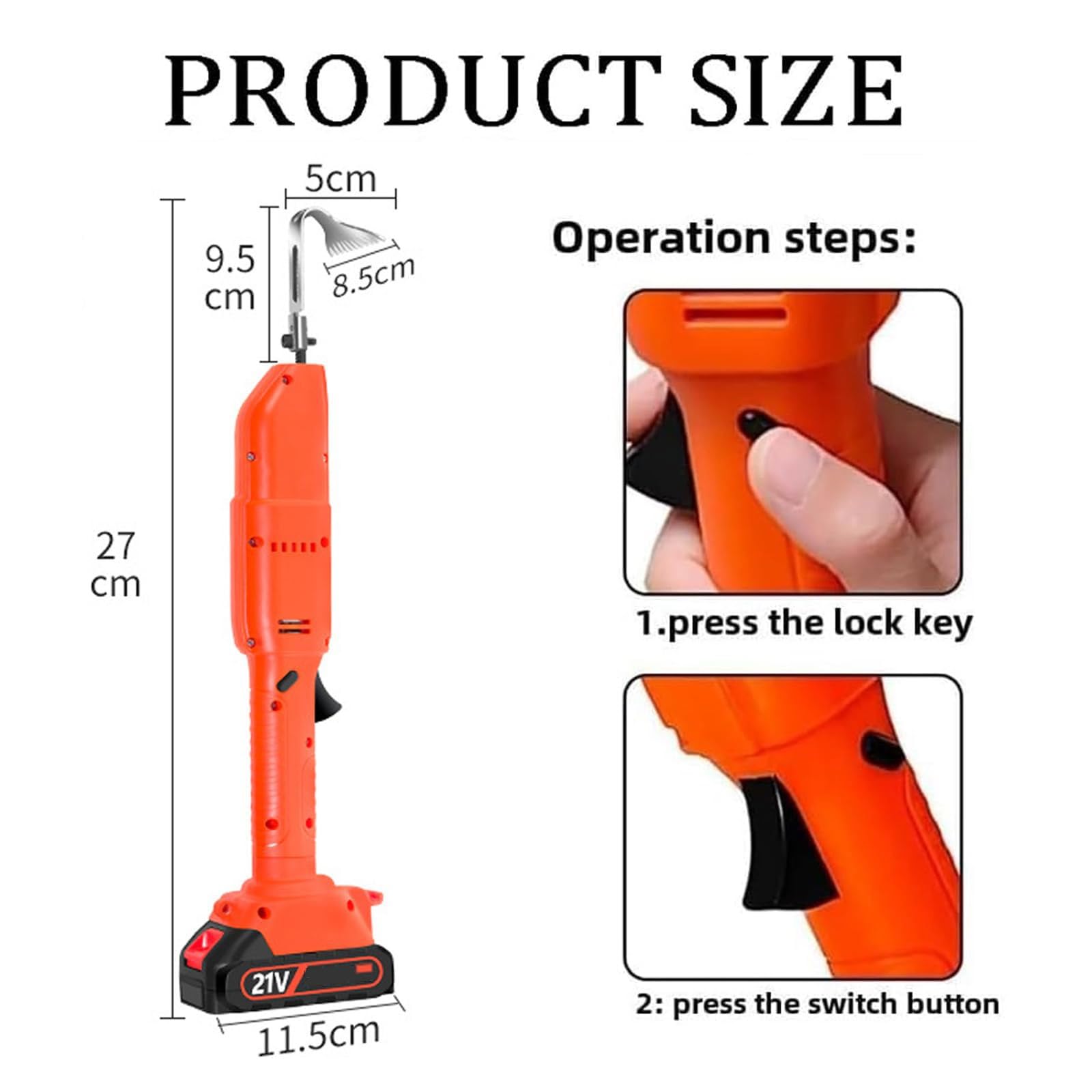 Mini cultivador eléctrico de Mano,cultivador inalámbrico, Mini azada de excavación con baterías Recargables,30 mm de Profundidad for aflojar el Suelo y desherbar en Jardines(2 Batteries)