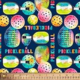 Sports Pickleball Digital Cotton Fabric By the Yard