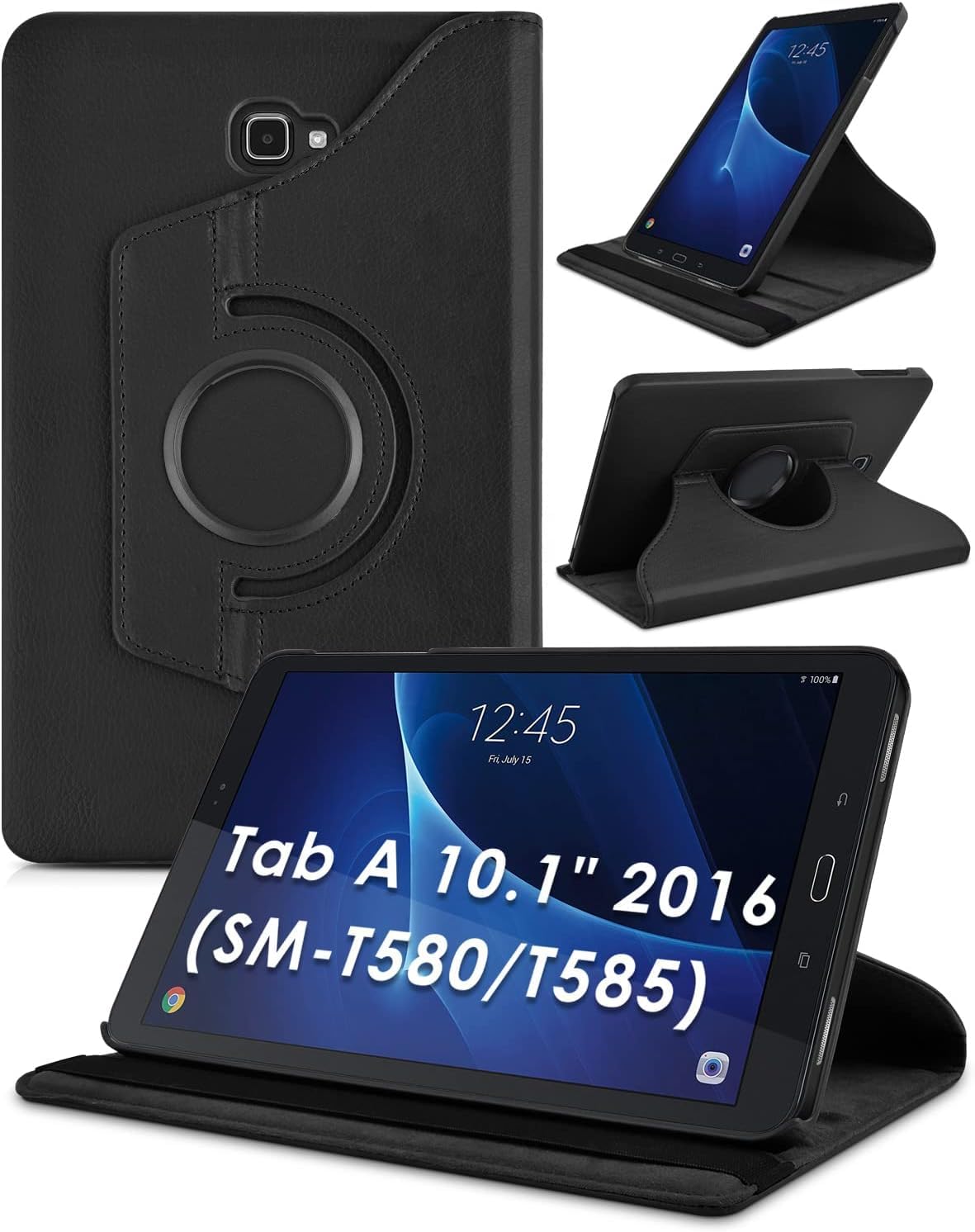 Caseous 360 Degree Rotating Stand Synthetic Leather Folio Flip Cover for Samsung Galaxy Tab A 10.1 inch SM-T580/T585/T587 (Black) (B07KPCSWDM) Amazon Price History, Amazon Price Tracker