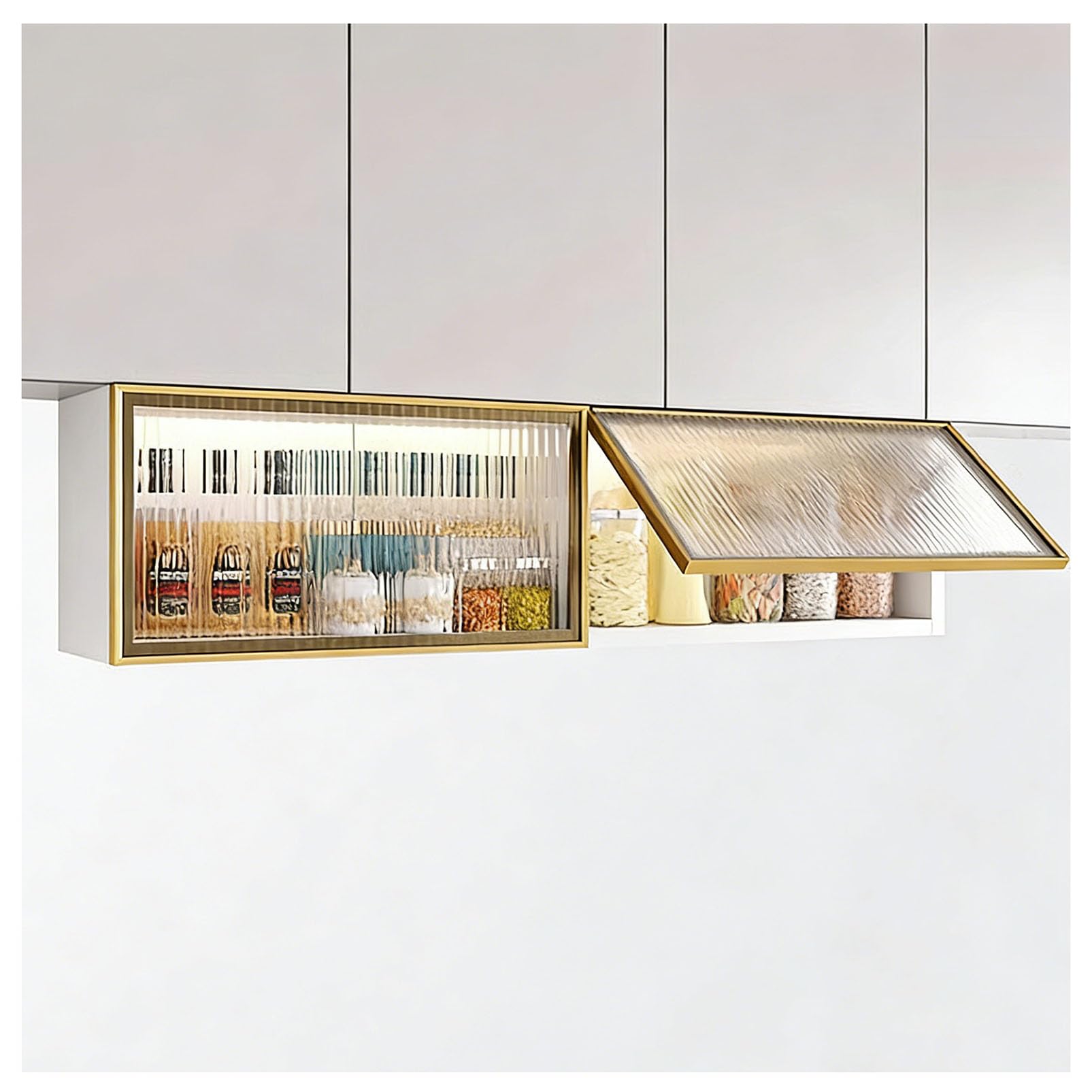 Armoire Flottante Murale pour Armoire de Cuisine, Organisateur de Garde-Manger en Aluminium Robuste pour épices/canettes/Bouteilles, Armoire à Pharmacie de Rangement pour Salle de Bain