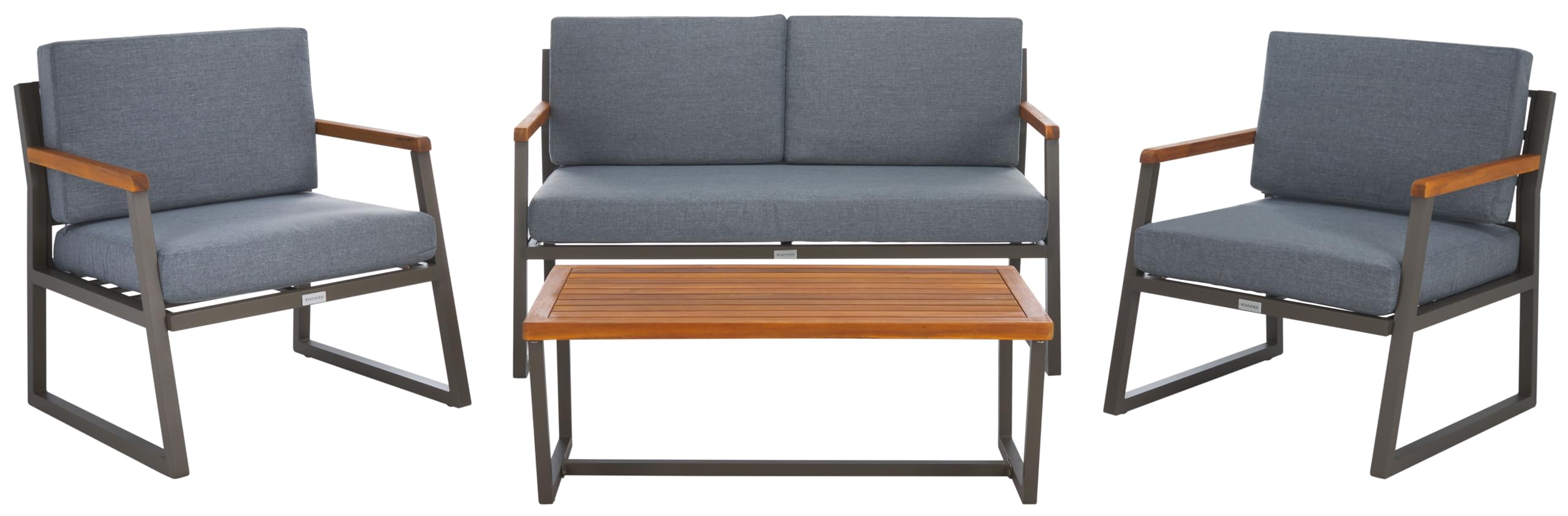 SAFAVIEH Outdoor Collection Randolph Grey/Grey 4-Piece Conversation Patio Set