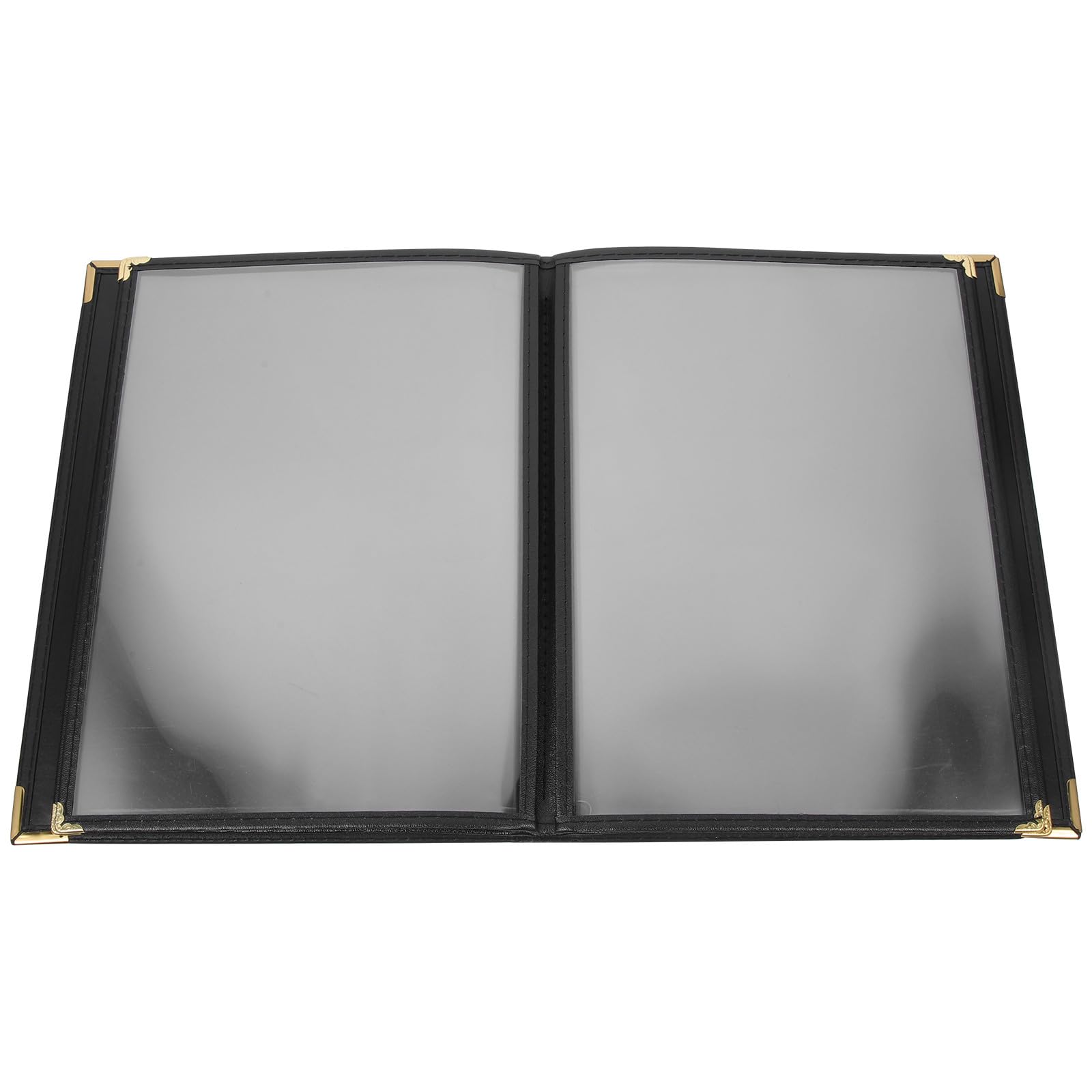 Carpeta Protector Transparente en Pvc Negro para Menú de Restaurante 4 Páginas y 8 Vistas para Lista de Precios en Papel, Adecuado para y Locales