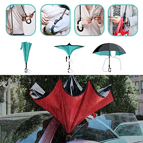 image for Owen Kyne Windproof Double Layer Folding Inverted Umbrella, Self Stand