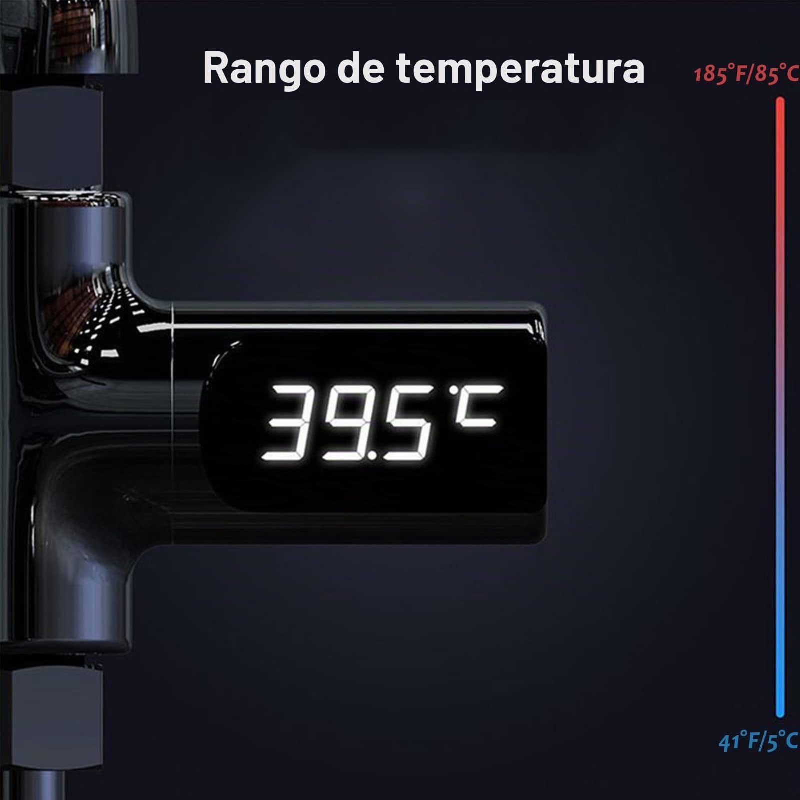 Chesoon Termómetro de Ducha LED Digital 360° Lectura 5-85°C/112-185°F | Lectura Instantánea, Fahrenheit/Centígrados, Para Baño del Bebé, Hogar Baño Cocina