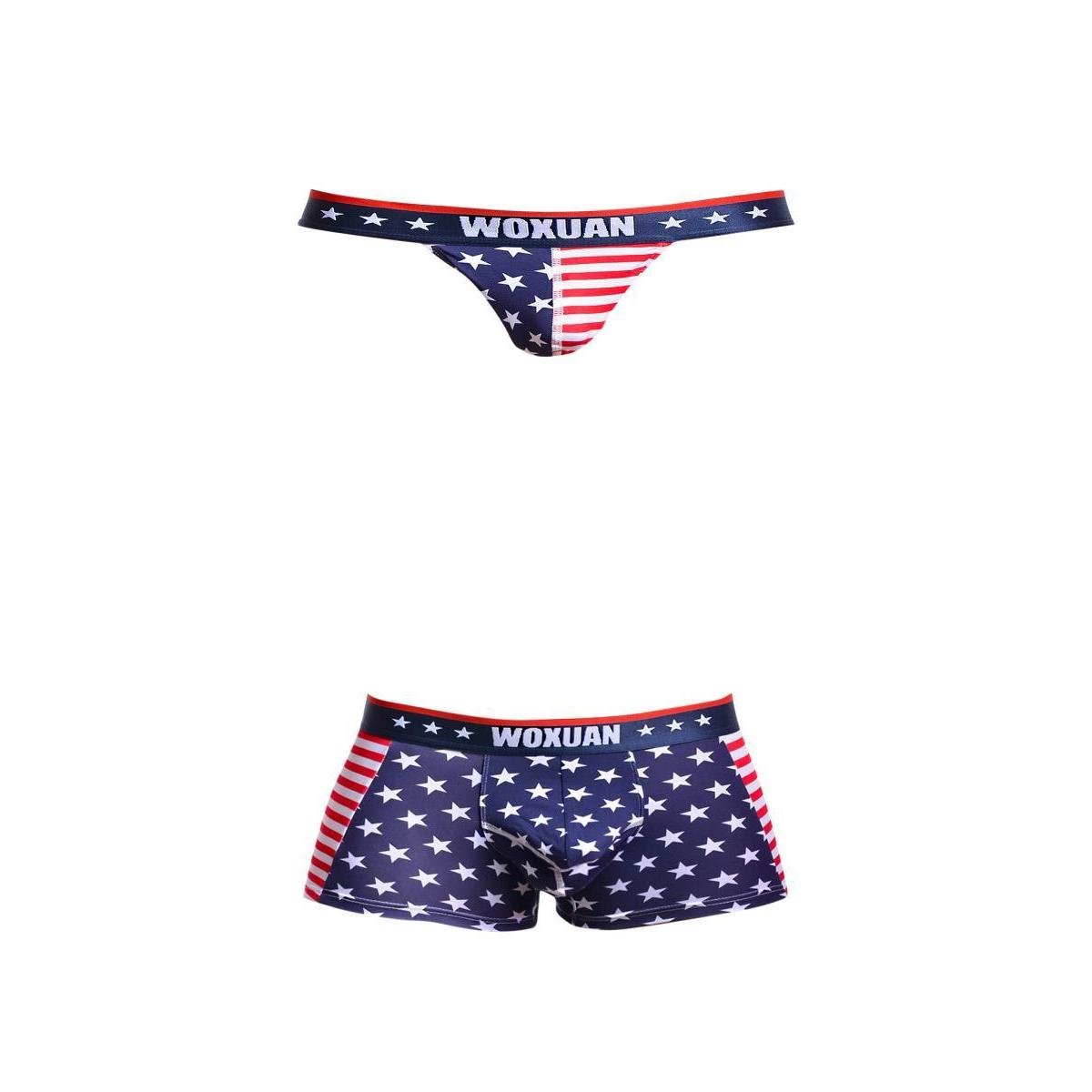 2 Mens Sexy American Flag Underwear Pouch Thong Boxer Briefs Trunks Shorts-image-49