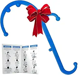 LiBa Massageador de costas e pescoço – ferramentas de massagem com ponto de gatilho para alívio da dor e terapia de massagem manual, massageador de ombro e pescoço portátil azul – presente para