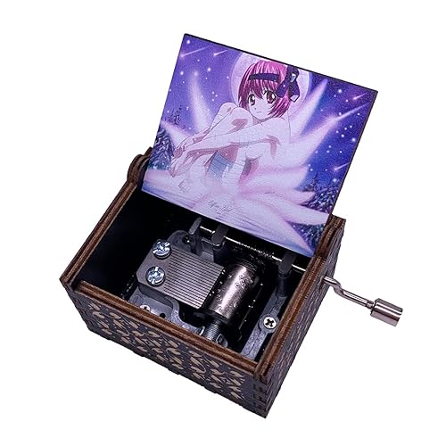 Youtang Elfen Lied Music Box Engraved Wood Mini Hand Crank Printed Image Musical Box for Christmas,Birthday Gift,Image 4