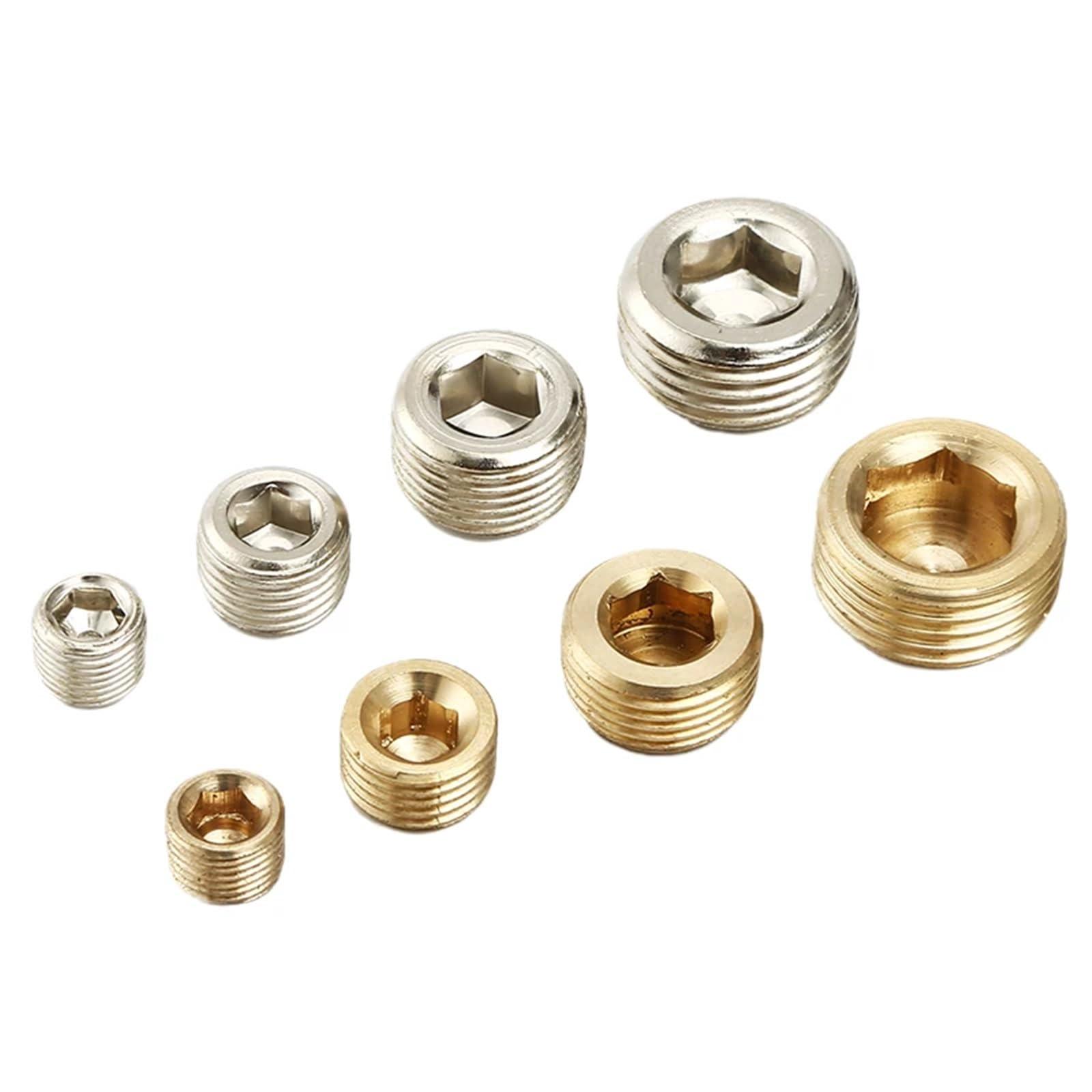 10 sztuk/partia M5 1/8 1/4" 3/8" 1/2" 304 stal szlachetna mosiądz niklowane żelazo sześciokątne pneumatyczne nasadka do powietrza (ron, 1 cala)