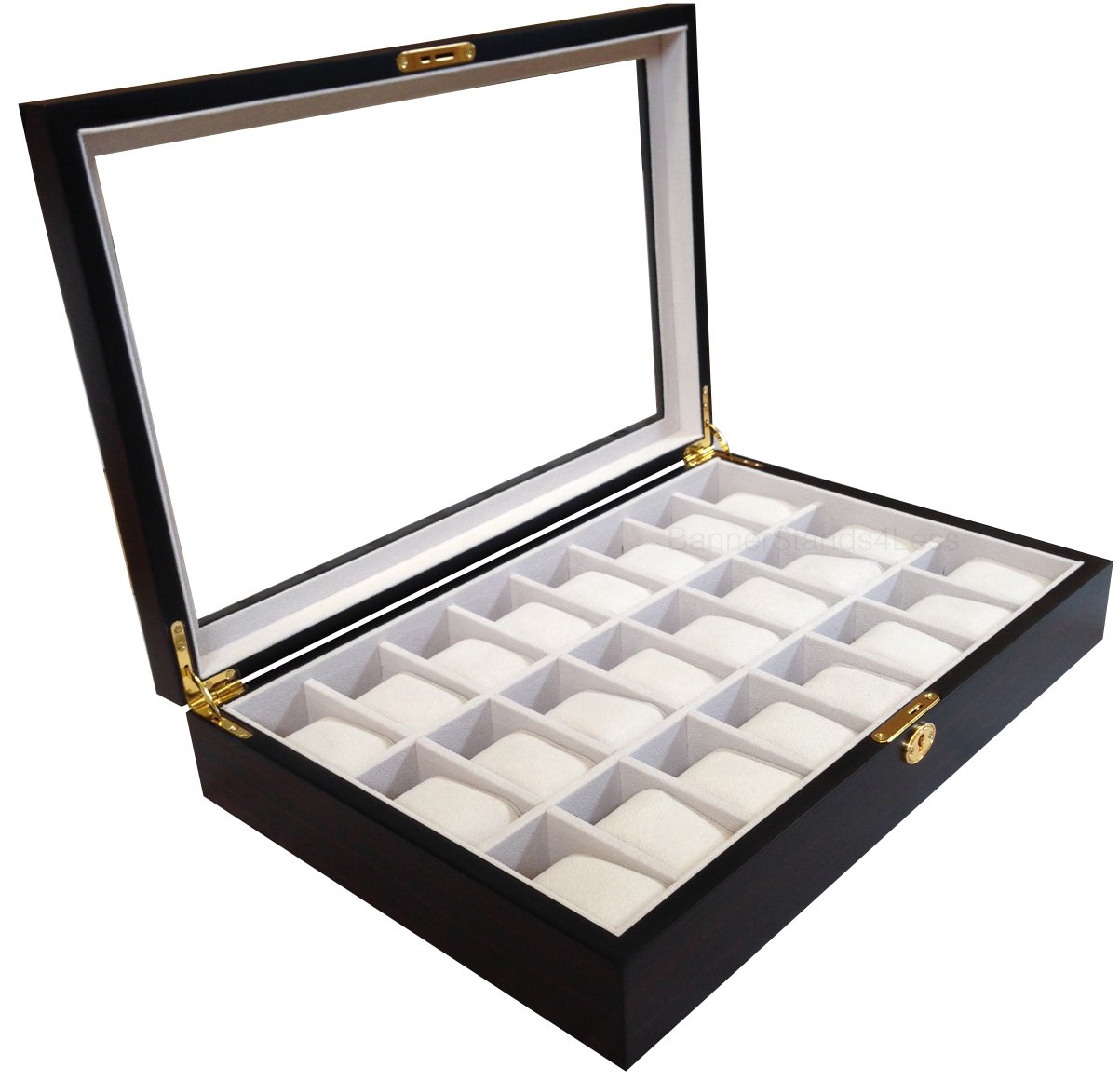 4Less4 Less Co 24 WATCH WOOD DISPLAY CASE JEWELRY STORAGE BOX COLLECTOR GIFT - CHERRY FINISH 1087-24C