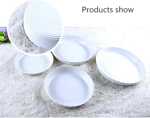 Miniatura 4 de Paquete de 12 platillos ondulados para plantas, bandejas de plástico para goteo, bandeja blanca duradera y resistente para plantas de interior y