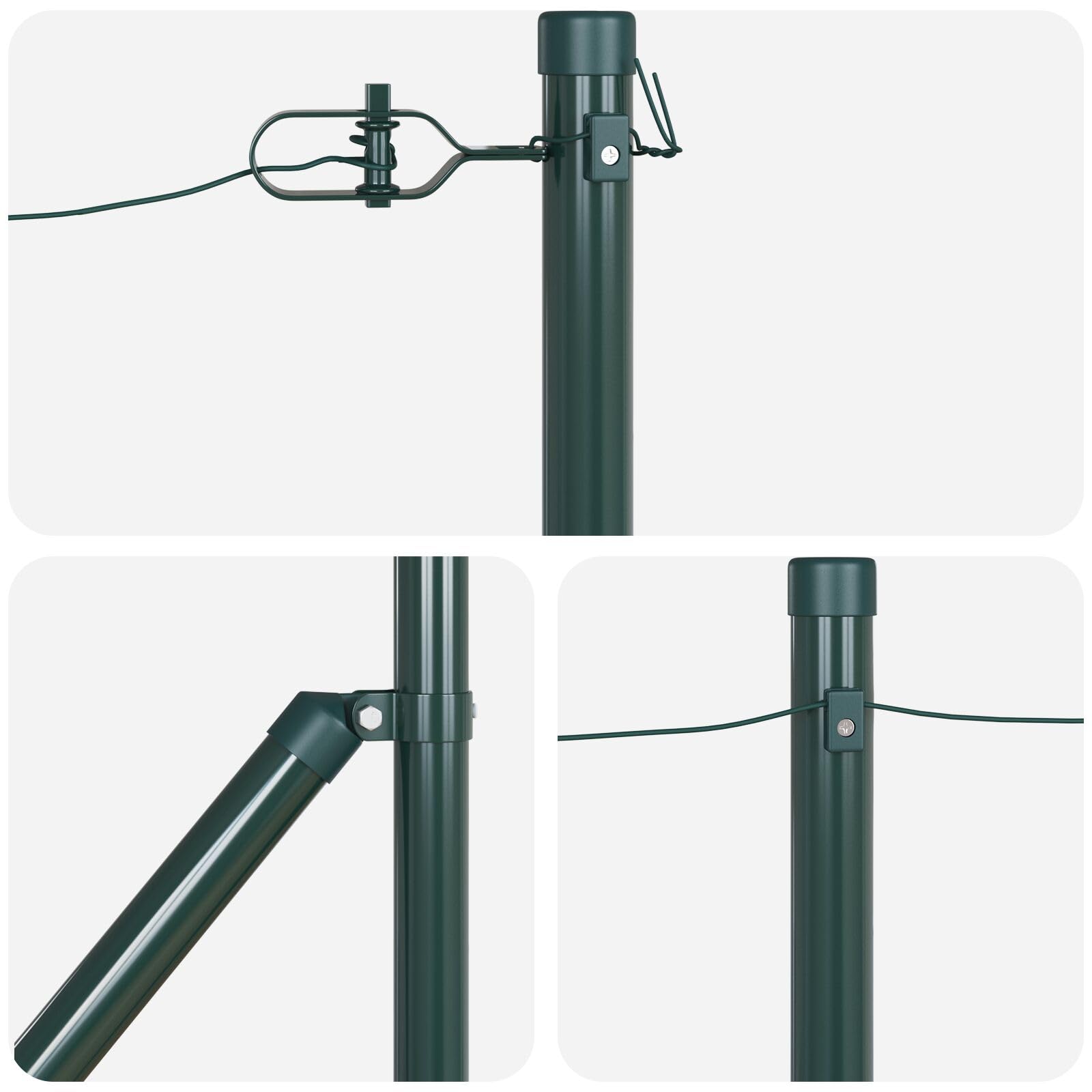 52 pali in acciaio zincato, Ø32 mm, 120 cm, con picchetto, materiali da costruzione da giardino, forte supporto per recinzioni, ideali per progetti esterni