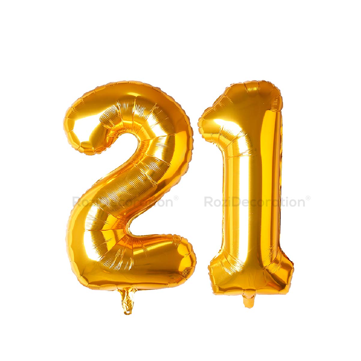 Rozi Decoration Foil 21 Number Balloon Helium Supported 16? Inch Golden Number For Birthday Decoration | 21Th Anniversary Decoration | 21 Birthday Decoration Items Pack Of 2 Pcs 1