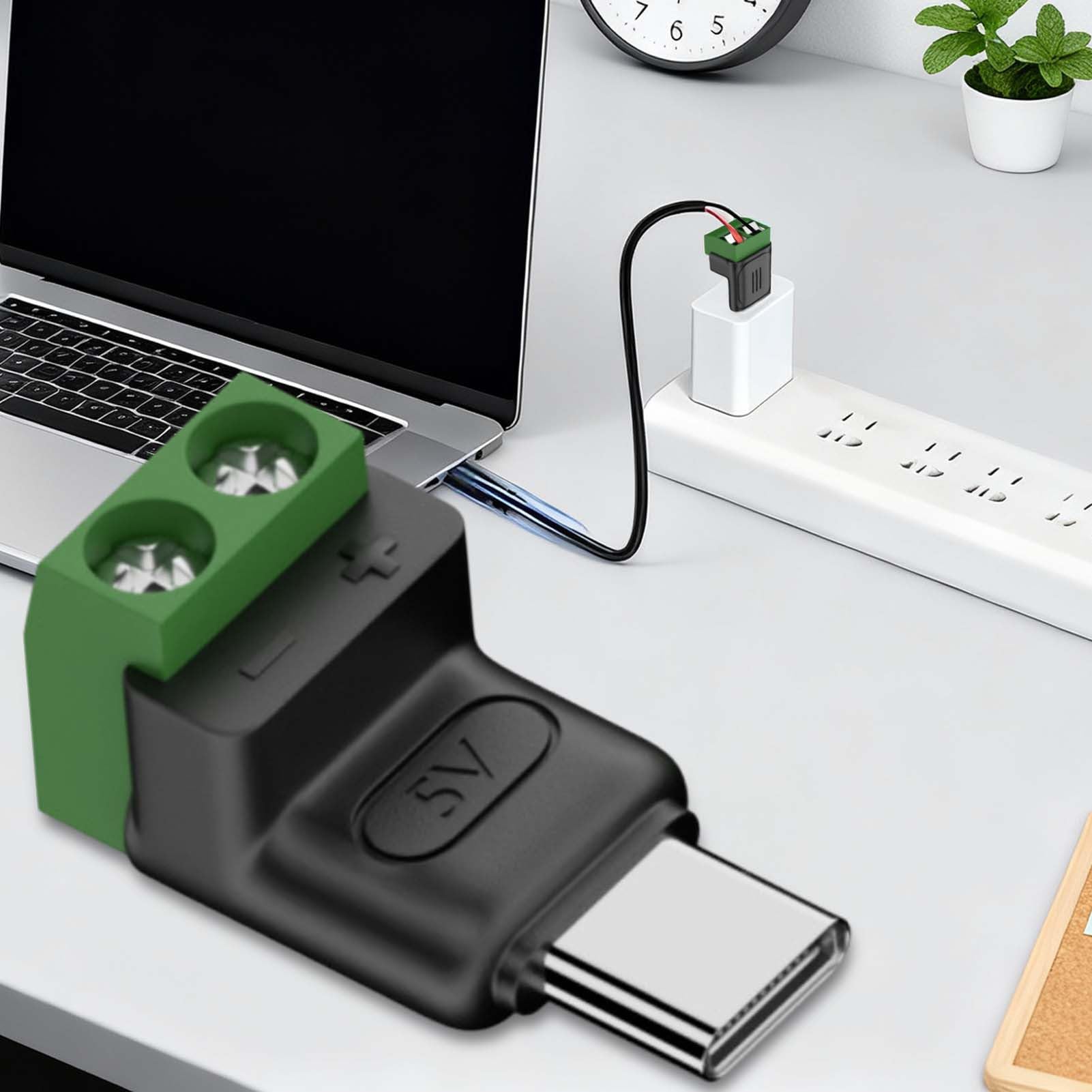 Generisch Adaptateur USB de type C - mâle à 2 broches - Connecteurs sans soudure - Pour réparation de téléphones portables, tablettes, appareils photo, petits appareils ménagers