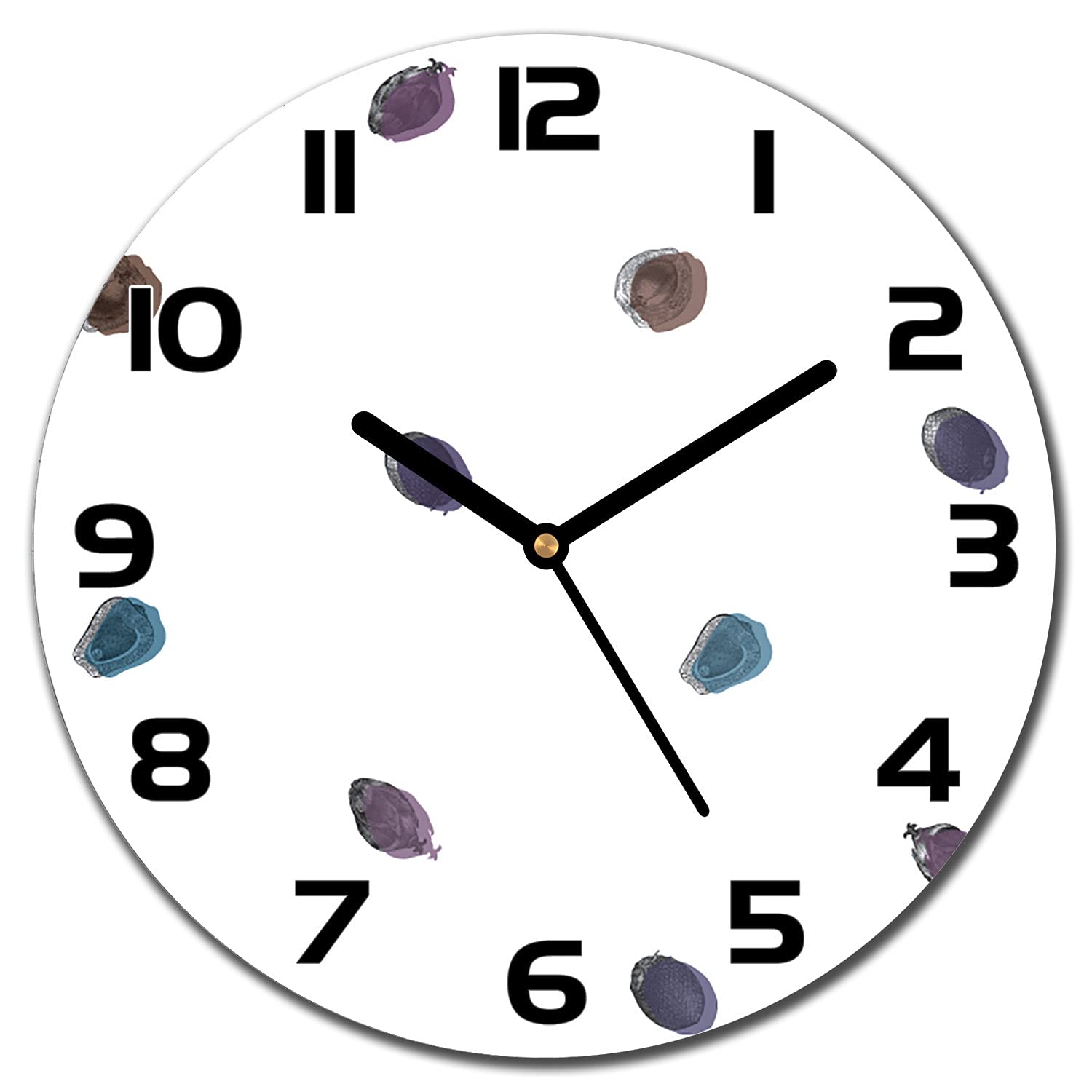 Horloge de cuisine en verre 30 cm lisible et lavable motif fruits