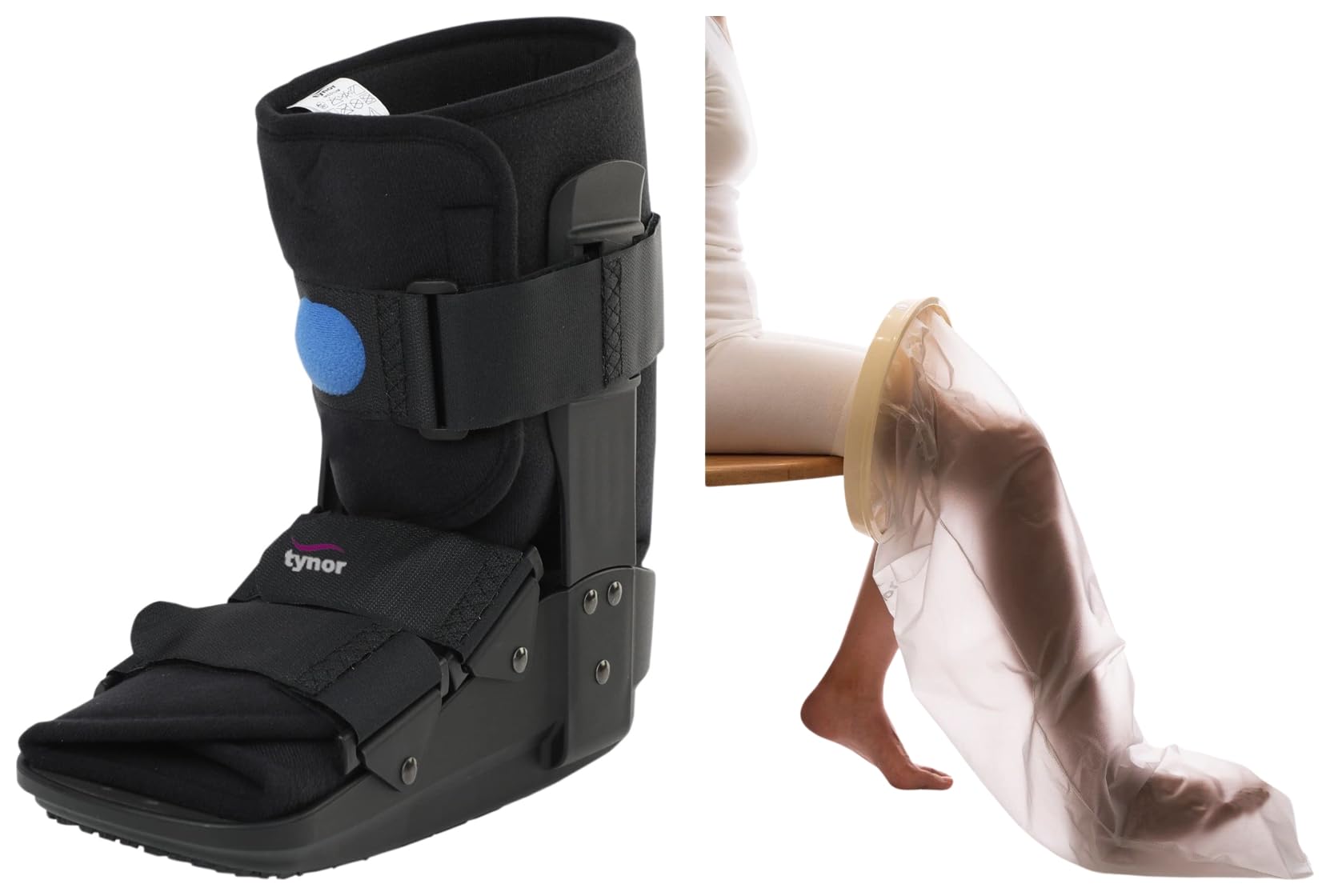 Aluminium Walker Boot Air for Fracture- Short, Black, Medium, 1 Unit Cast Cover Leg, White, Universal Size, 1 Unit