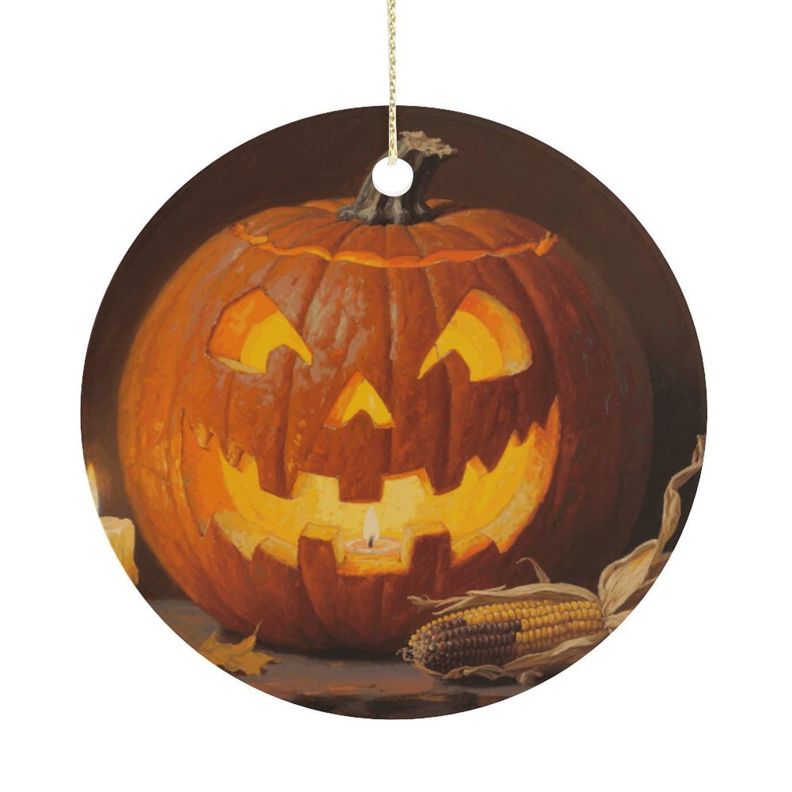 Personalized Christmas Ornaments 2025 Ceramic Hanging Pumpkin Ornaments with Gold String Double-Sided Vintage Holiday Decorations for Tree Mantel Tabletop Xmas Party Favors