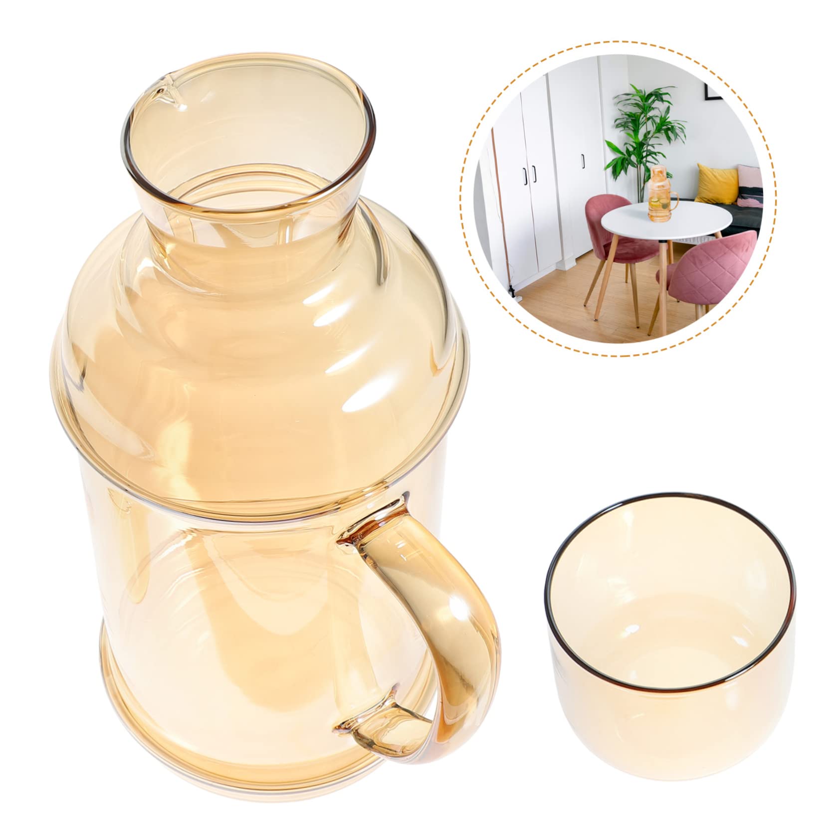 Ciieeo Jarra de Agua Fría Hogar Recipiente de Vidrio para Té Helado Jarra de Agua Práctica Mesita de Noche