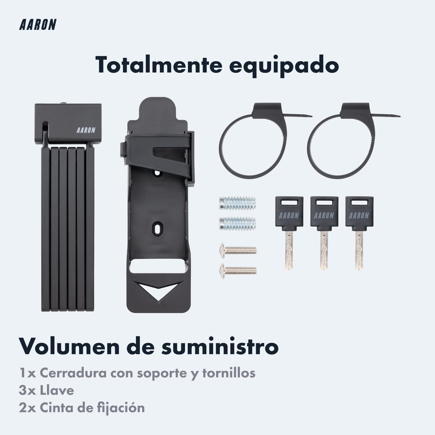 Candado AARON Shield para bicicleta - candado plegable seguro Nivel 14, candado de alta seguridad patentado con soporte - candado para bicicleta ligero con llave para E-Bike, bicicleta de carreras