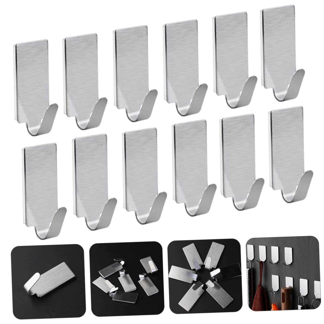 VILLCASE 3 Series Adhesivos De Inoxidable Y Paredes Sin Perforación Hogar Y Oficina Acabado Plateado Resistente Y Duradero 30 Piezas*3