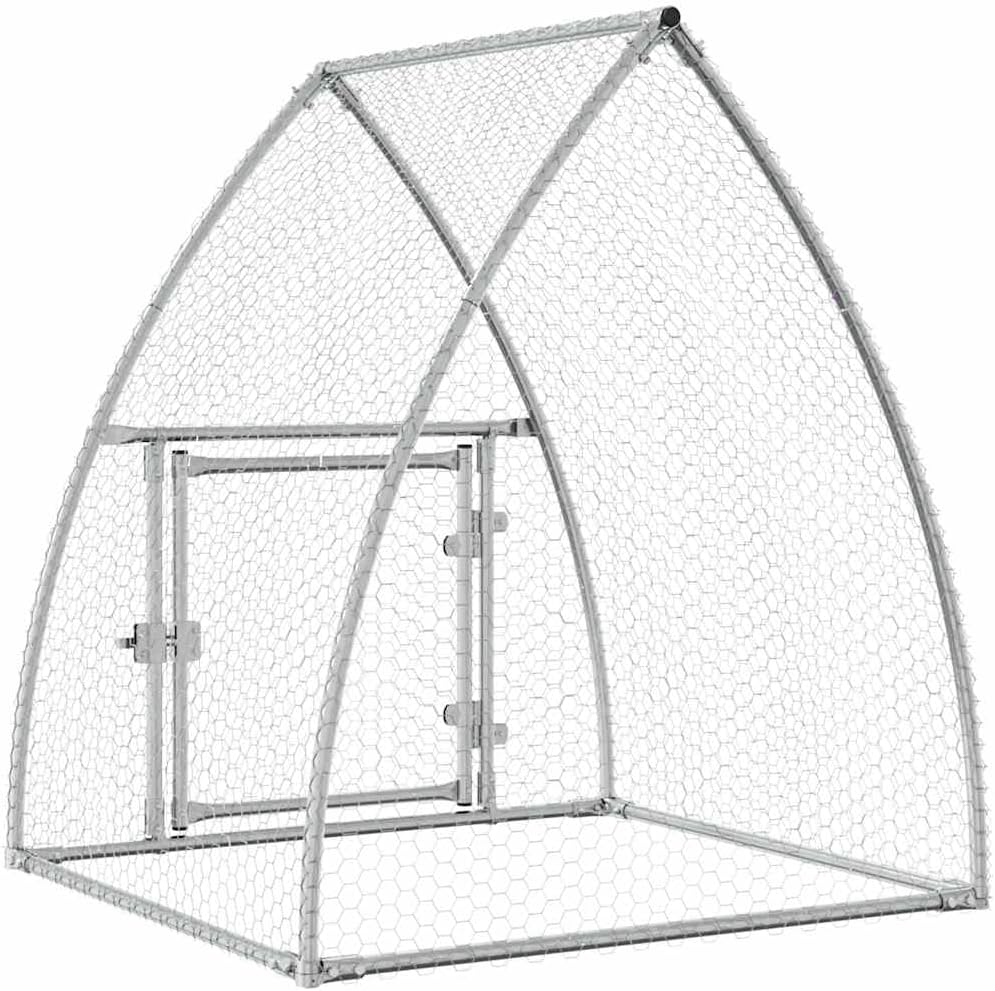 Large Durable Silver Galvanized Steel Chicken Cage for Poultry, Weatherproof Outdoor Animal Enclosure with Secure Locks, Spacious Housing for Chickens Ducks Rabbits, Easy