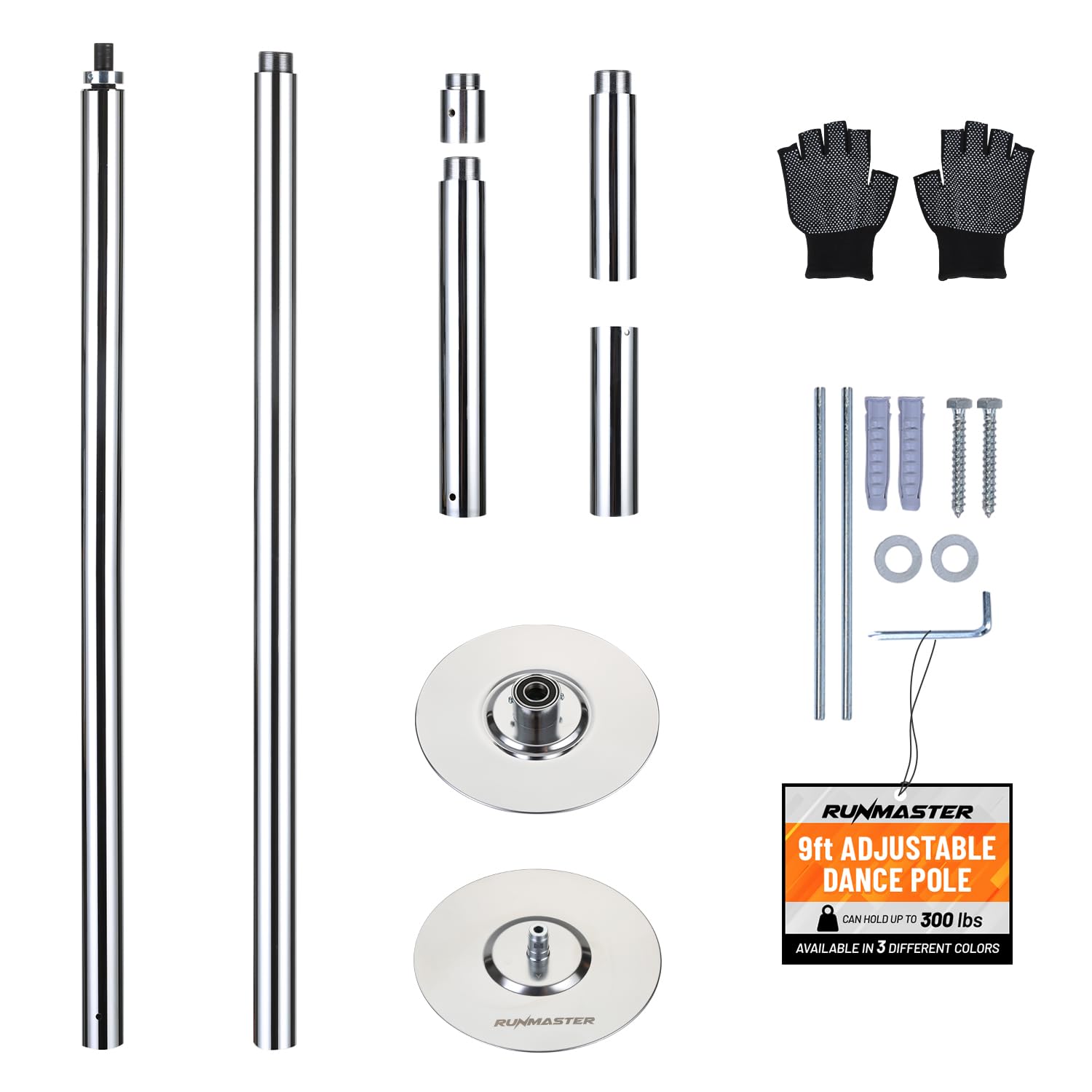 premium pole spinning static dance pole kit | portable & removable 45mm exercise pole for club, party, home easy assembly safe & sturdy steel construction | silicone rubber protection