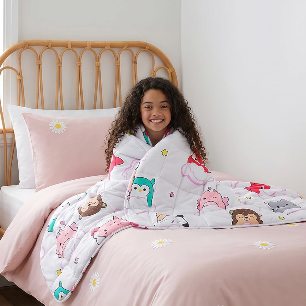 Squishmallows Weighted Blanket for Women 3kg, Cute Cuddly Squishmallows Characters Weighted Blanket Double Bed Sofa Calming Stress Relief Anti Anxiety, Lilac (Disclaimer:Only suitable for age 3+years)