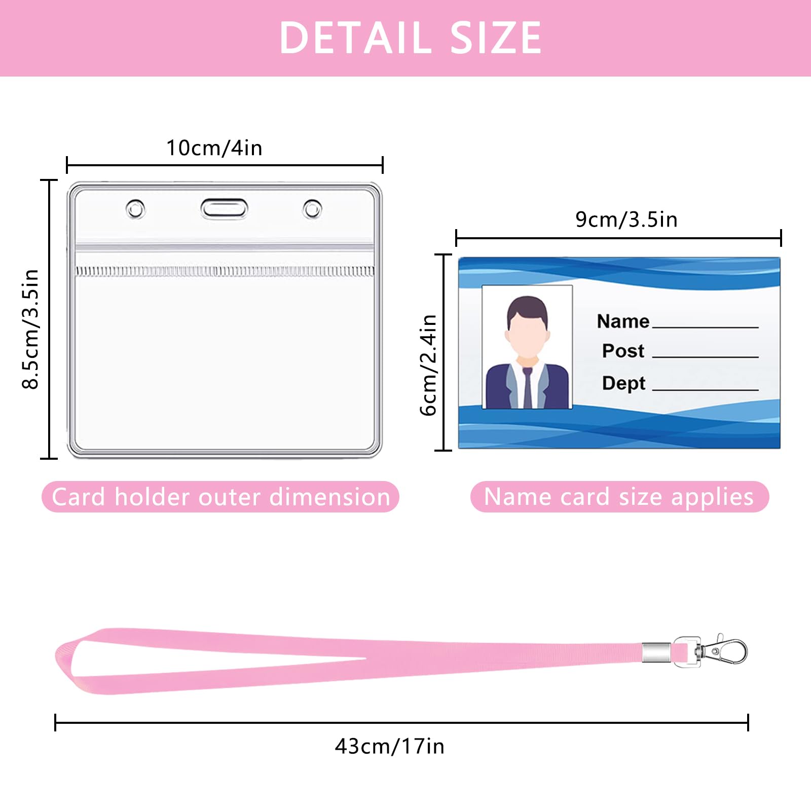 XHDA Pink 30PCS Lanyards for Neck with 30PCS Card Holder, Lanyard with Clear Plastic Card Holder for ID Card and Staff - Image 2