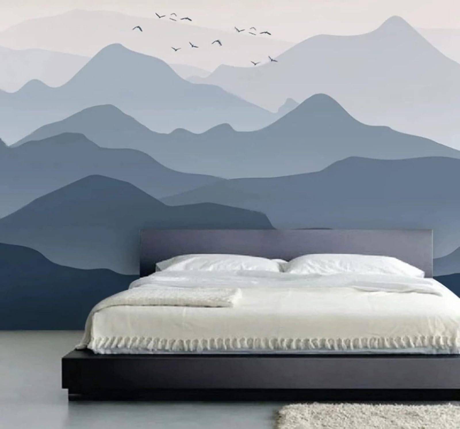 Wallpaper-3D-Xlm 250Cm×170Cm(B×H) Hand Painted Ink Wash Landscapes Birds In Flight Scenery 3D Wallpaper Easy Install Feature Office Living Room Sofa Bedroom Tv Background Wall Decoration-250Cm×170Cm