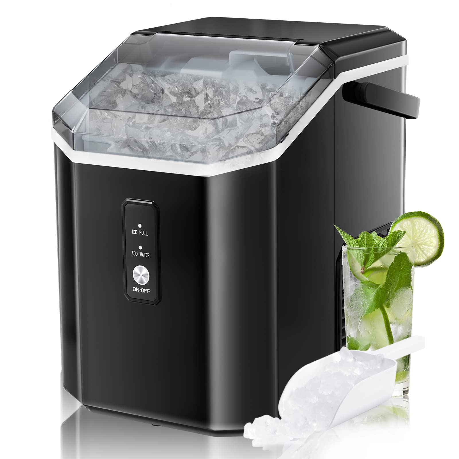 Antarctic Star Countertop Ice Maker Portable Ice Machine, Automatic-Cleaning Ice Makers, 34lbs/24h, Pebble Portable Ice Machine With Ice Scoop For Home Kitchen Bar Party Black on Fridge.com - View 1