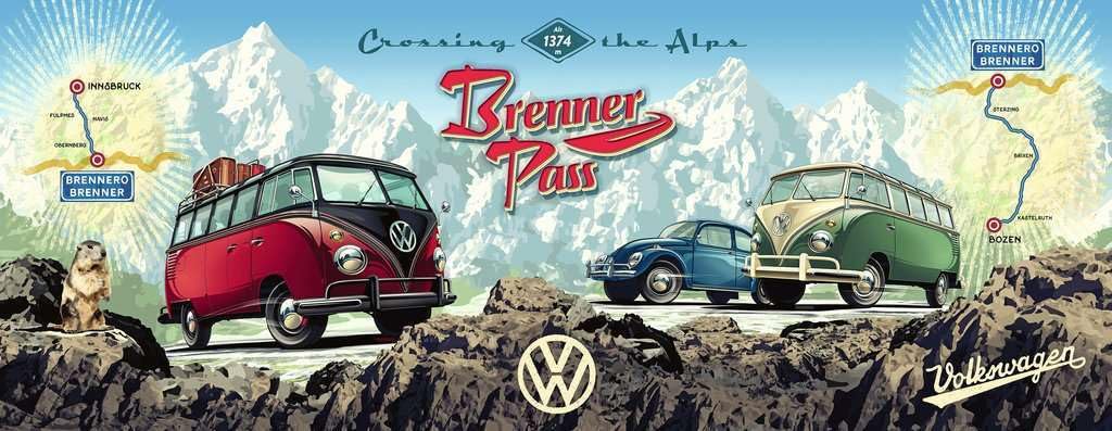 Ravensburger 15102 - Puzzle - avec la VW Bulli sur Le Panorama Brenner - 1000 pièces