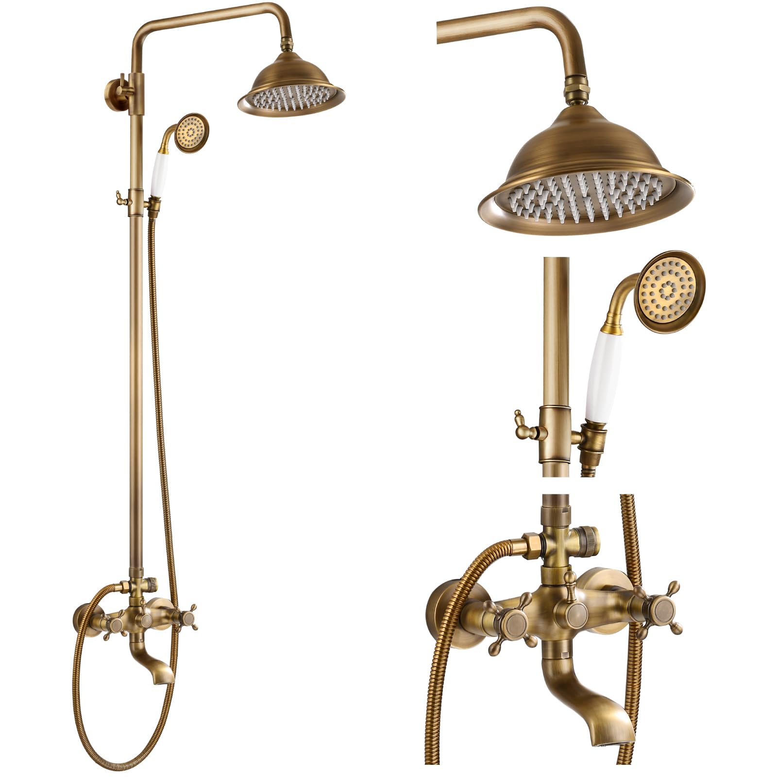 Photo 1 of gotonovo Exposed Shower System with Spout,Antique Brass,No Shower Shelf