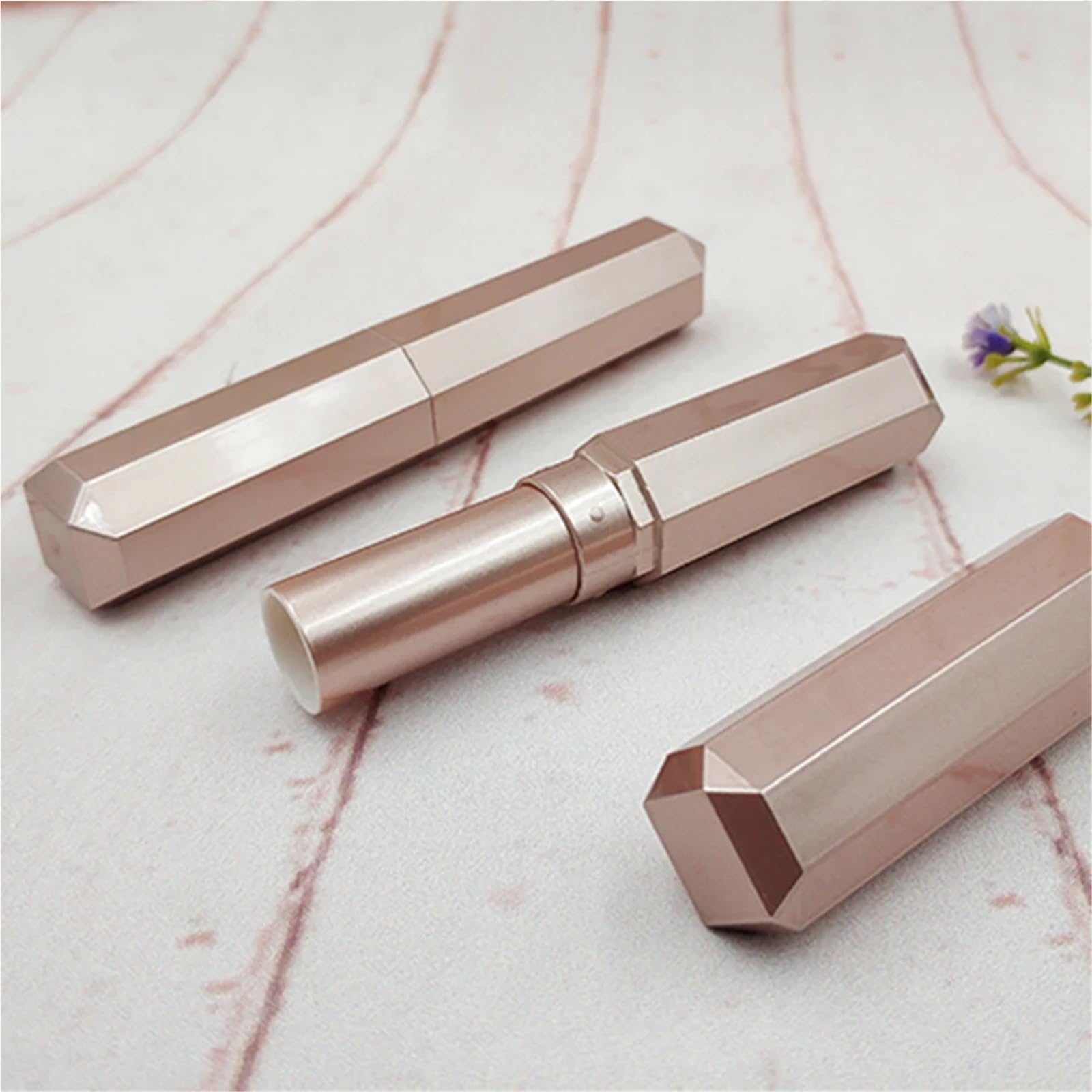 Tubi vuoti per rossetto, 10 pezzi, ottagonali, diamantati, vuoti, materiale da imballaggio, per rossetto fai da te (oro rosa brillante, 10 pezzi)