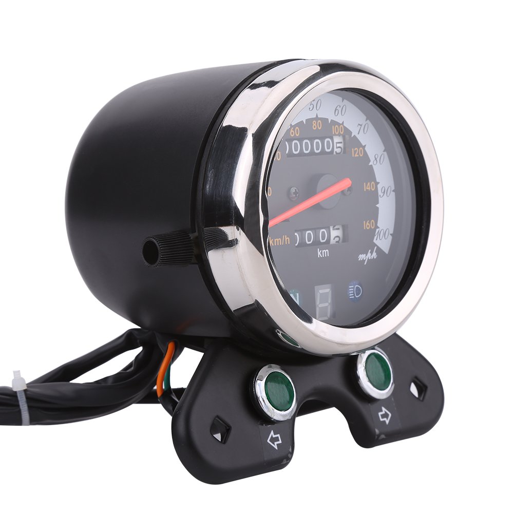 Compteur Moto, Keenso Compte- Compteur Kilométrique Jauge de Compteur de Vitesse Double Odomètre Universel Rétro-éclairage avec Indicateur