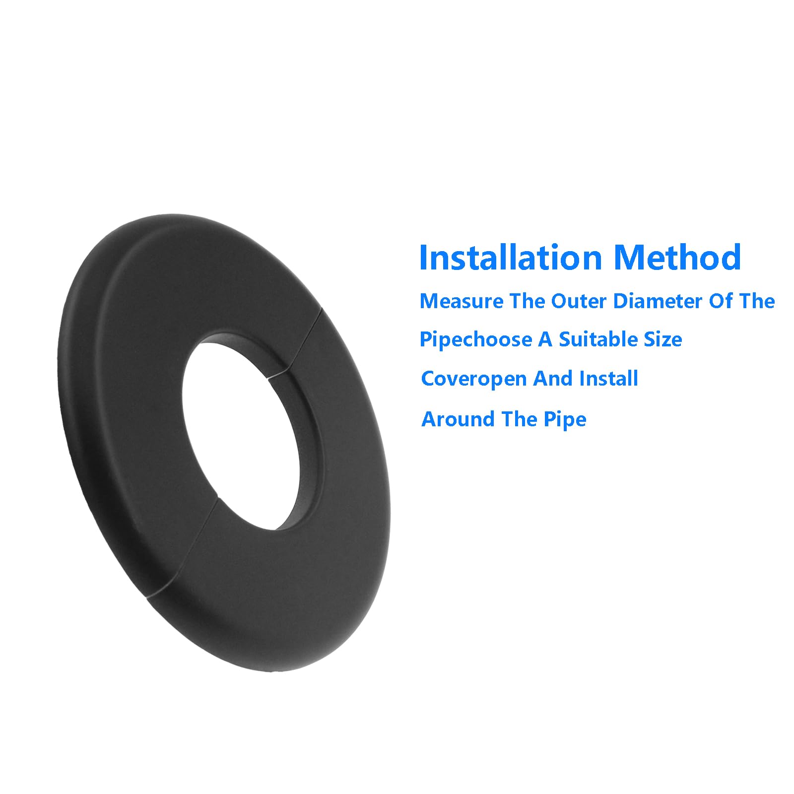 2-Pack Wall Split Flange Plates - 17mm Self-Adhesive Pipe Cover, ABS Plastic Escutcheon For Bathroom & Kitchen Pipes (Black)