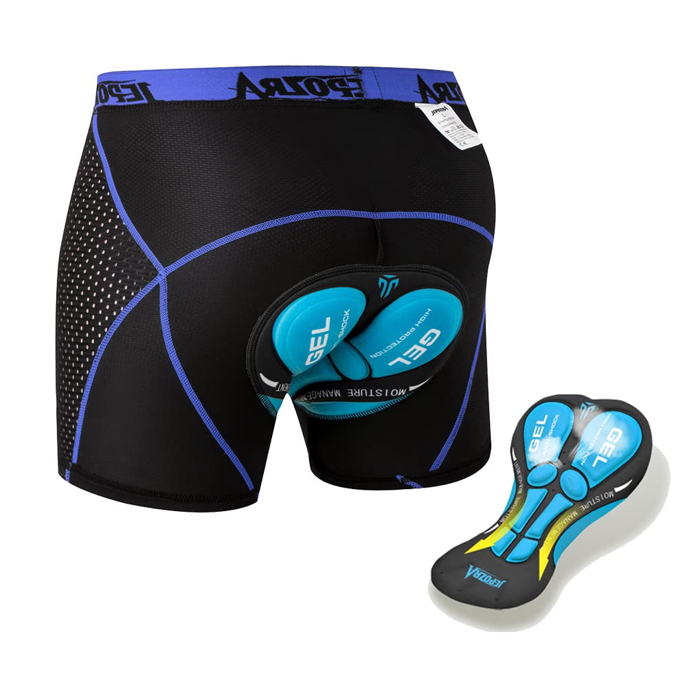 JEPOZRA Men's Cycling Underwear Shorts 3D Padded Bike Shorts Breathable Quick Dry Pants (3DBLUE-2, XXL)