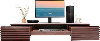 Floating Desk, Wall-Mounted Computer Desk with 2 Drawers & Keyboard Tray...